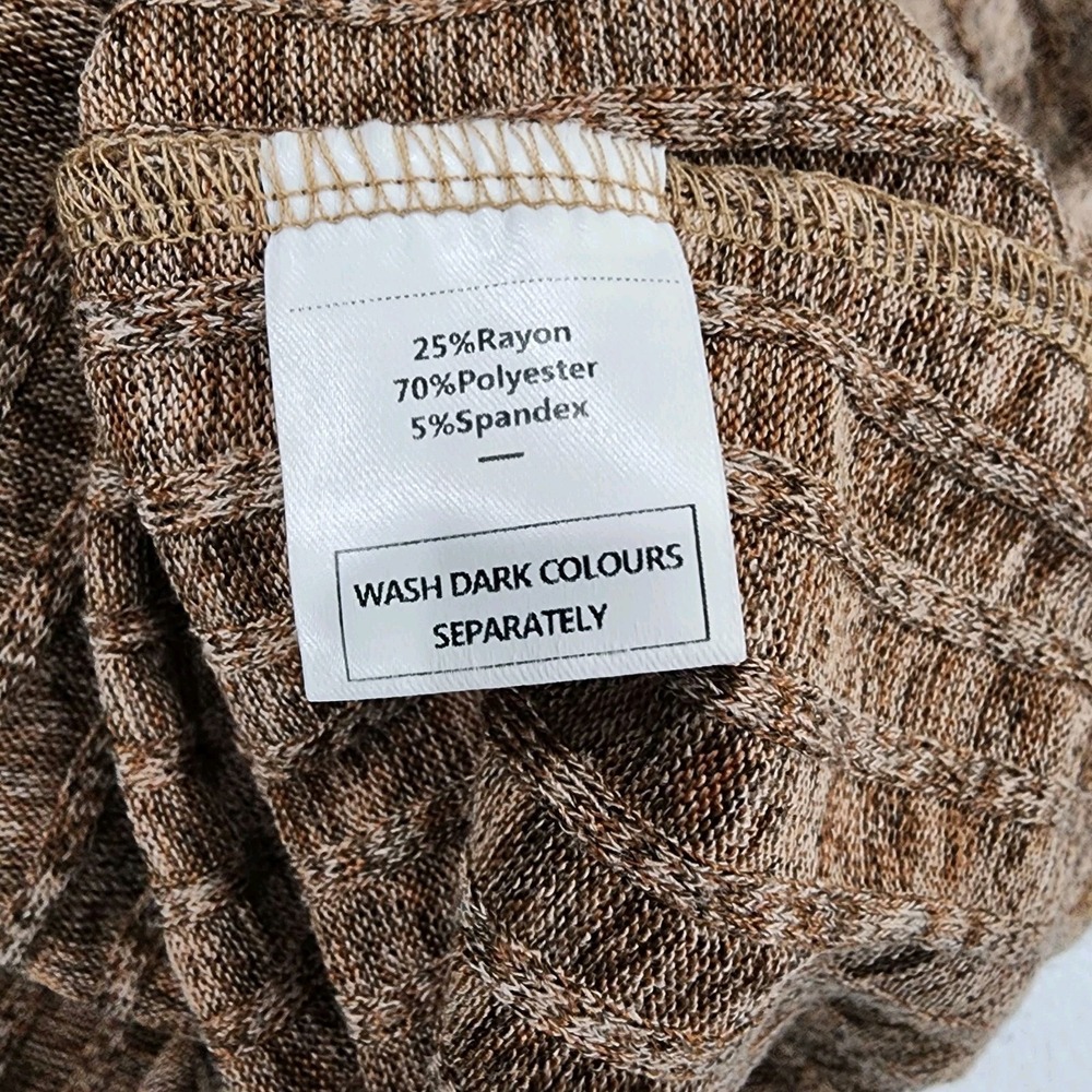 Women Brown Knitted Top With Lace Floral Design Size Large - Picture 3 of 4
